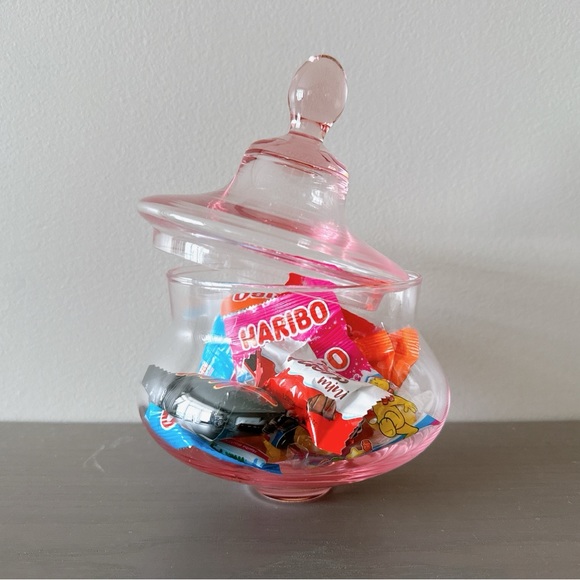 Pink glass jar / candy jar / pink dish - Picture 4 of 13